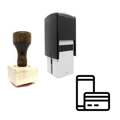 "Mobile Pay" rubber stamp with 3 sample imprints of the image