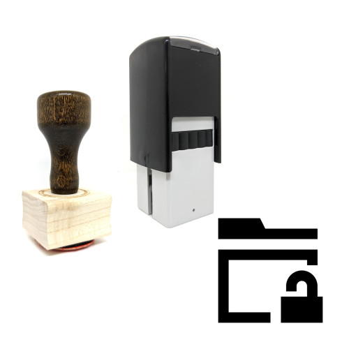 "Unlocked Folder" rubber stamp with 3 sample imprints of the image