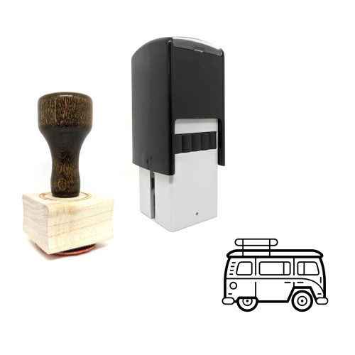 "VW Hippie Van" rubber stamp with 3 sample imprints of the image