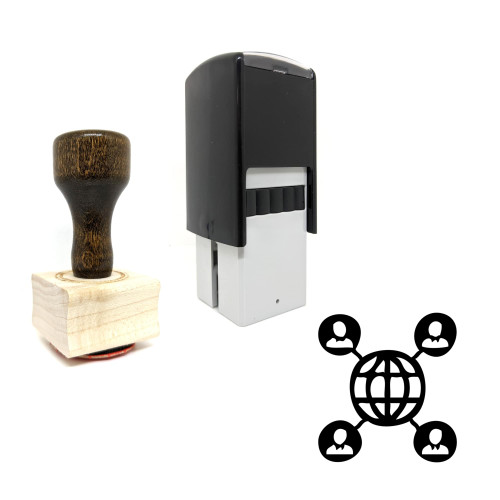 "World Business" rubber stamp with 3 sample imprints of the image