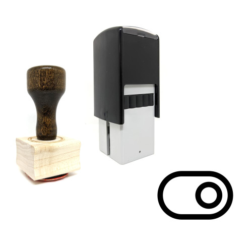 "Toggle Off" rubber stamp with 3 sample imprints of the image