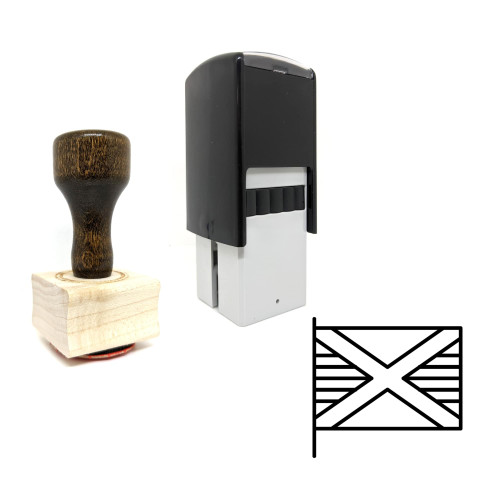 "National Flag" rubber stamp with 3 sample imprints of the image