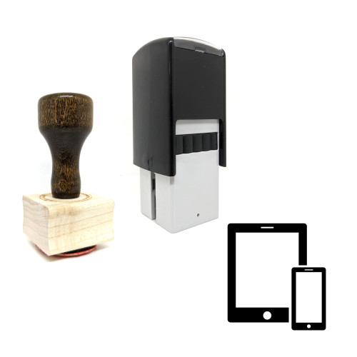 "Devices" rubber stamp with 3 sample imprints of the image