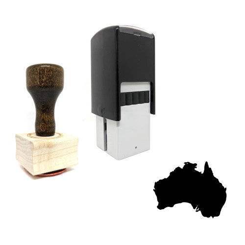 "Australia" rubber stamp with 3 sample imprints of the image