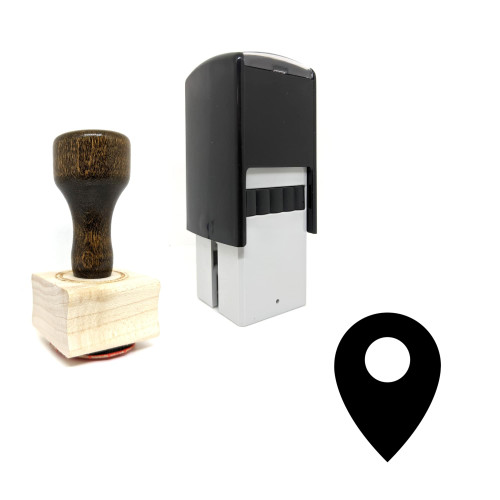 "Location Pin" rubber stamp with 3 sample imprints of the image