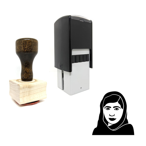 "Malala Yousafzai" rubber stamp with 3 sample imprints of the image