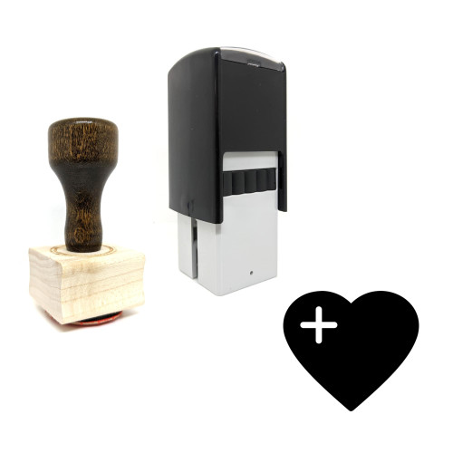 "Heart Plus" rubber stamp with 3 sample imprints of the image