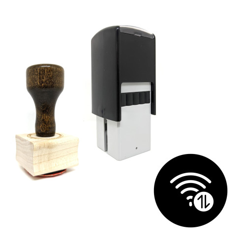 "WiFi Working" rubber stamp with 3 sample imprints of the image