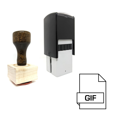 "Gif" rubber stamp with 3 sample imprints of the image
