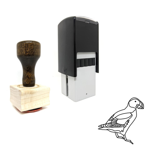 "Puffin" rubber stamp with 3 sample imprints of the image