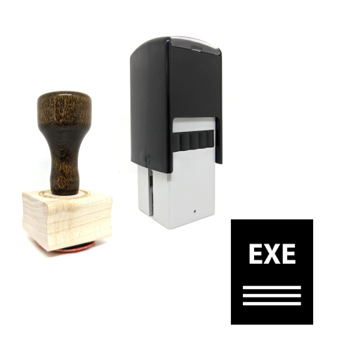 "EXE File" rubber stamp with 3 sample imprints of the image