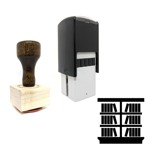 "Book Case" rubber stamp with 3 sample imprints of the image