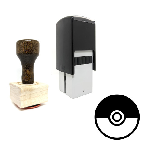 "Pokeball" rubber stamp with 3 sample imprints of the image