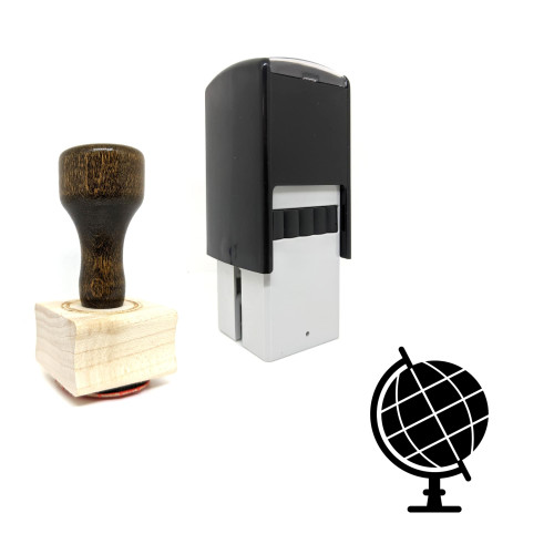 "World Map" rubber stamp with 3 sample imprints of the image