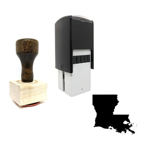 "Louisiana" rubber stamp with 3 sample imprints of the image
