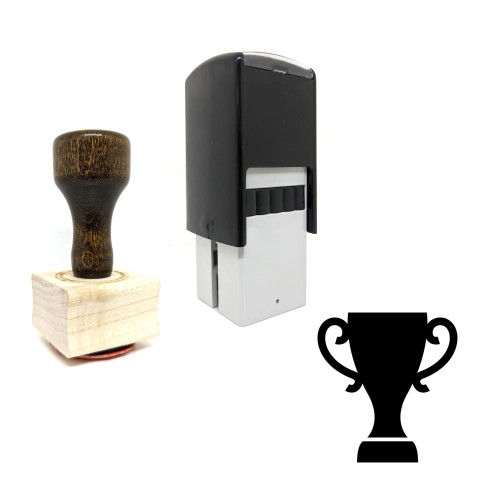 "Trophy" rubber stamp with 3 sample imprints of the image