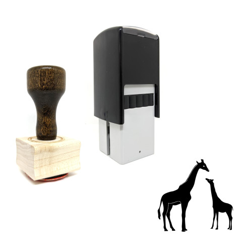 "Giraffes" rubber stamp with 3 sample imprints of the image