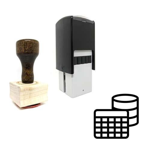 "Database Table" rubber stamp with 3 sample imprints of the image