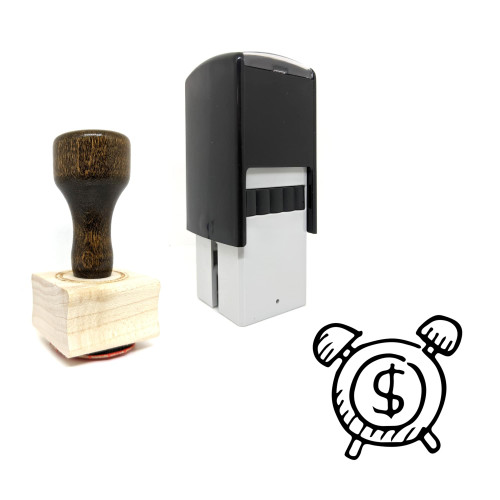 "Time Is Money" rubber stamp with 3 sample imprints of the image