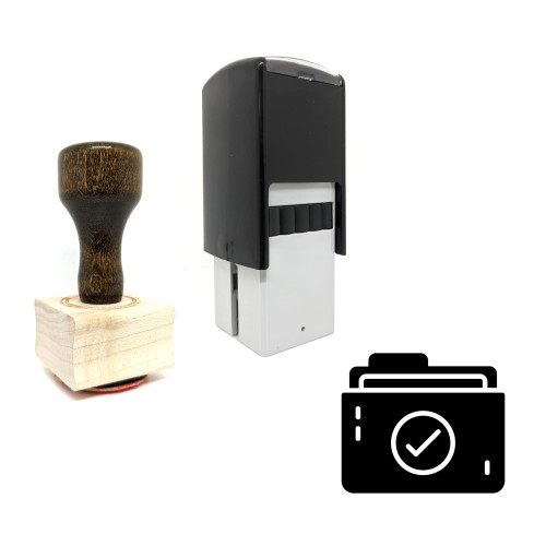 "Verification Folder" rubber stamp with 3 sample imprints of the image