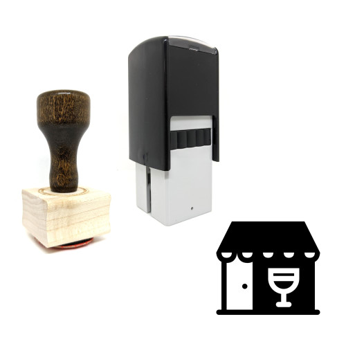 "Wine Shop" rubber stamp with 3 sample imprints of the image