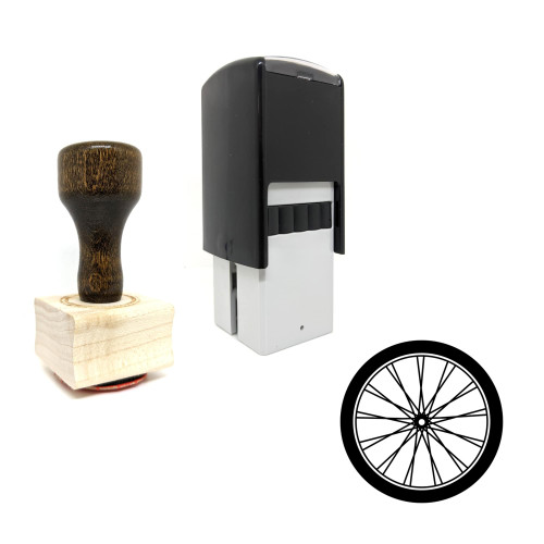 "Bicycle Wheel" rubber stamp with 3 sample imprints of the image