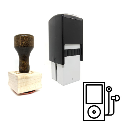 "Music Player" rubber stamp with 3 sample imprints of the image