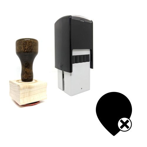 "Remove Map Pin" rubber stamp with 3 sample imprints of the image