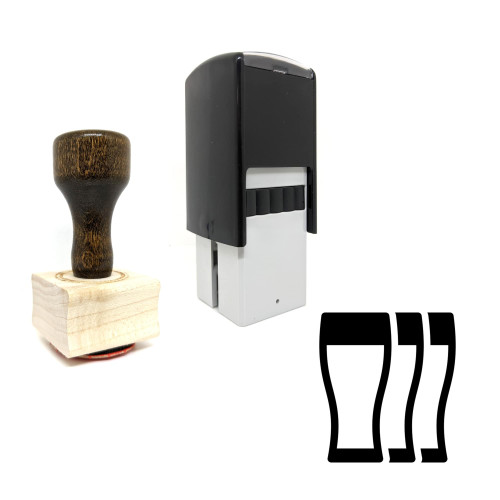 "Beers" rubber stamp with 3 sample imprints of the image