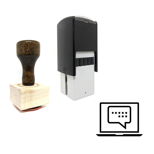 "Online Text Message" rubber stamp with 3 sample imprints of the image