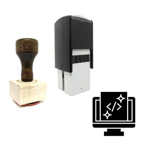 "Custom Coding" rubber stamp with 3 sample imprints of the image