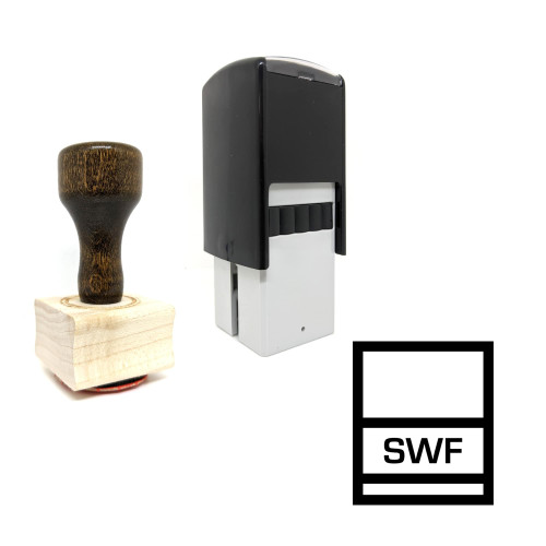 "Swf" rubber stamp with 3 sample imprints of the image