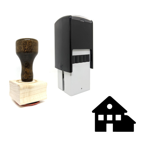 "House" rubber stamp with 3 sample imprints of the image