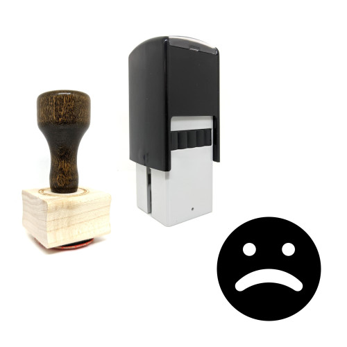 "Frown" rubber stamp with 3 sample imprints of the image