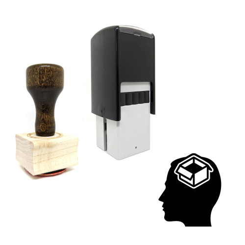 "Brainbox" rubber stamp with 3 sample imprints of the image
