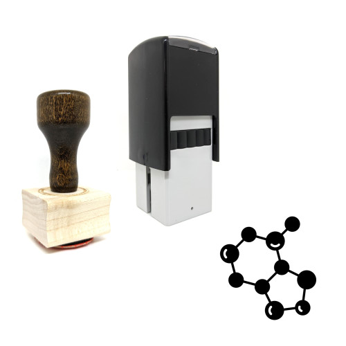 "Molecules" rubber stamp with 3 sample imprints of the image