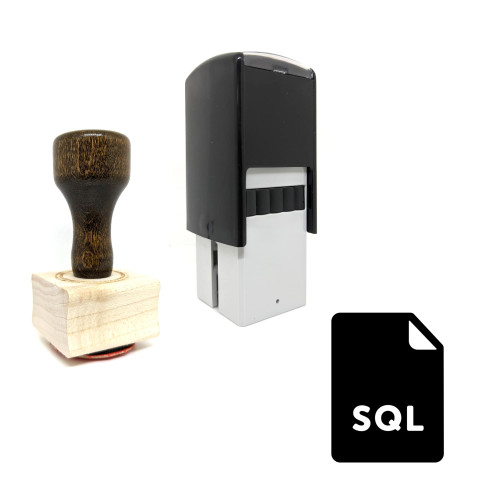 "SQL File" rubber stamp with 3 sample imprints of the image