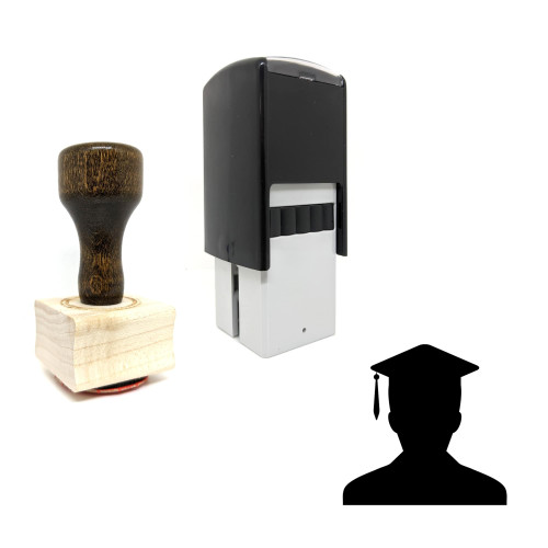 "Graduate" rubber stamp with 3 sample imprints of the image