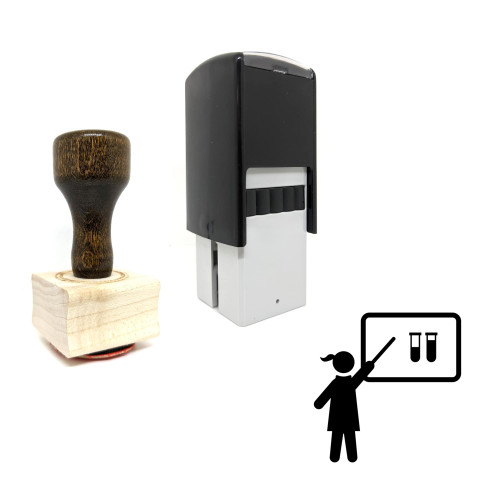 "Teacher" rubber stamp with 3 sample imprints of the image