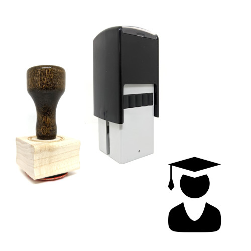 "Graduate" rubber stamp with 3 sample imprints of the image