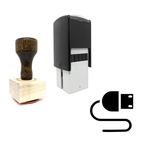"USB Plug" rubber stamp with 3 sample imprints of the image