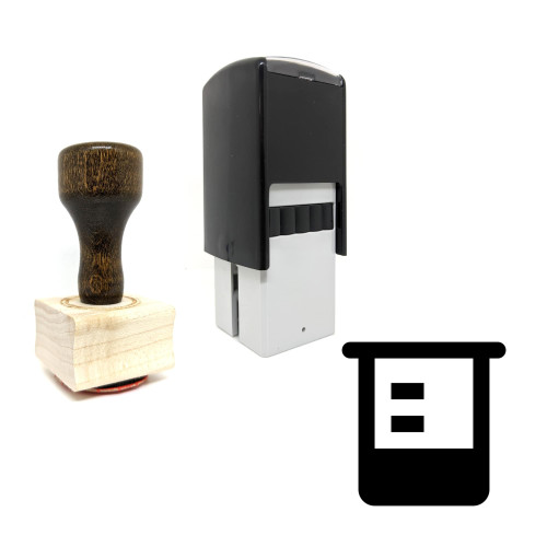 "Beaker" rubber stamp with 3 sample imprints of the image