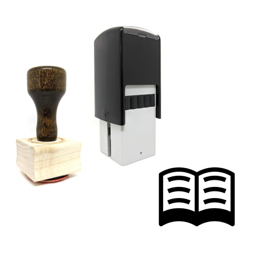"Book" rubber stamp with 3 sample imprints of the image