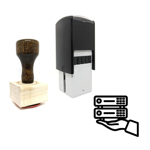 "Server Hosting" rubber stamp with 3 sample imprints of the image