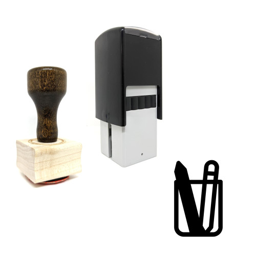 "Pencil Cup" rubber stamp with 3 sample imprints of the image