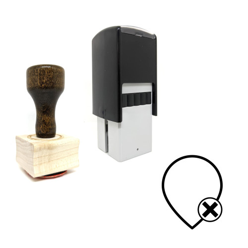 "Remove Map Pin" rubber stamp with 3 sample imprints of the image