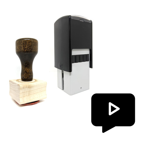 "Send Video" rubber stamp with 3 sample imprints of the image