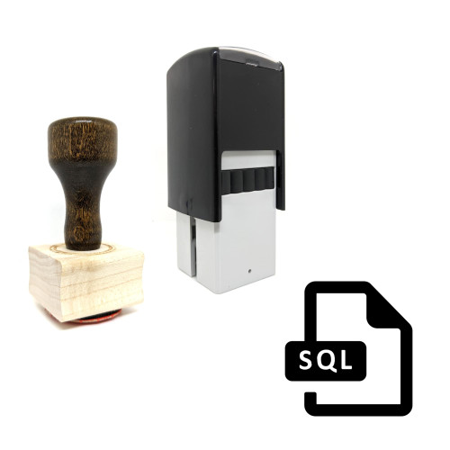 "SQL File" rubber stamp with 3 sample imprints of the image