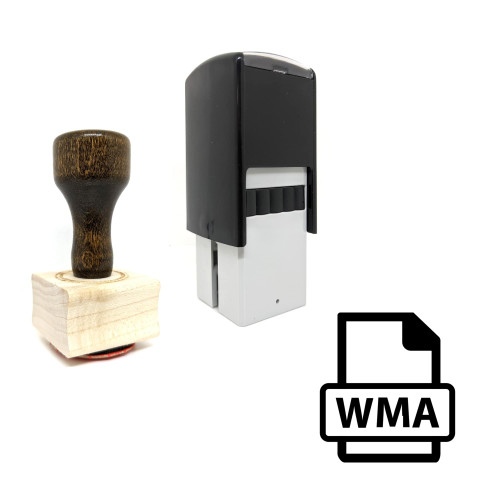 "Wma File" rubber stamp with 3 sample imprints of the image