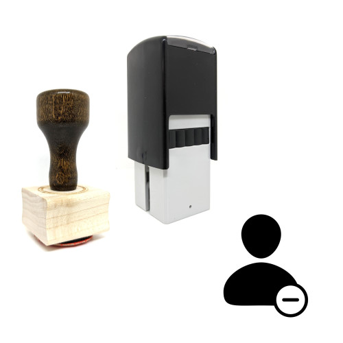 "User Minus" rubber stamp with 3 sample imprints of the image